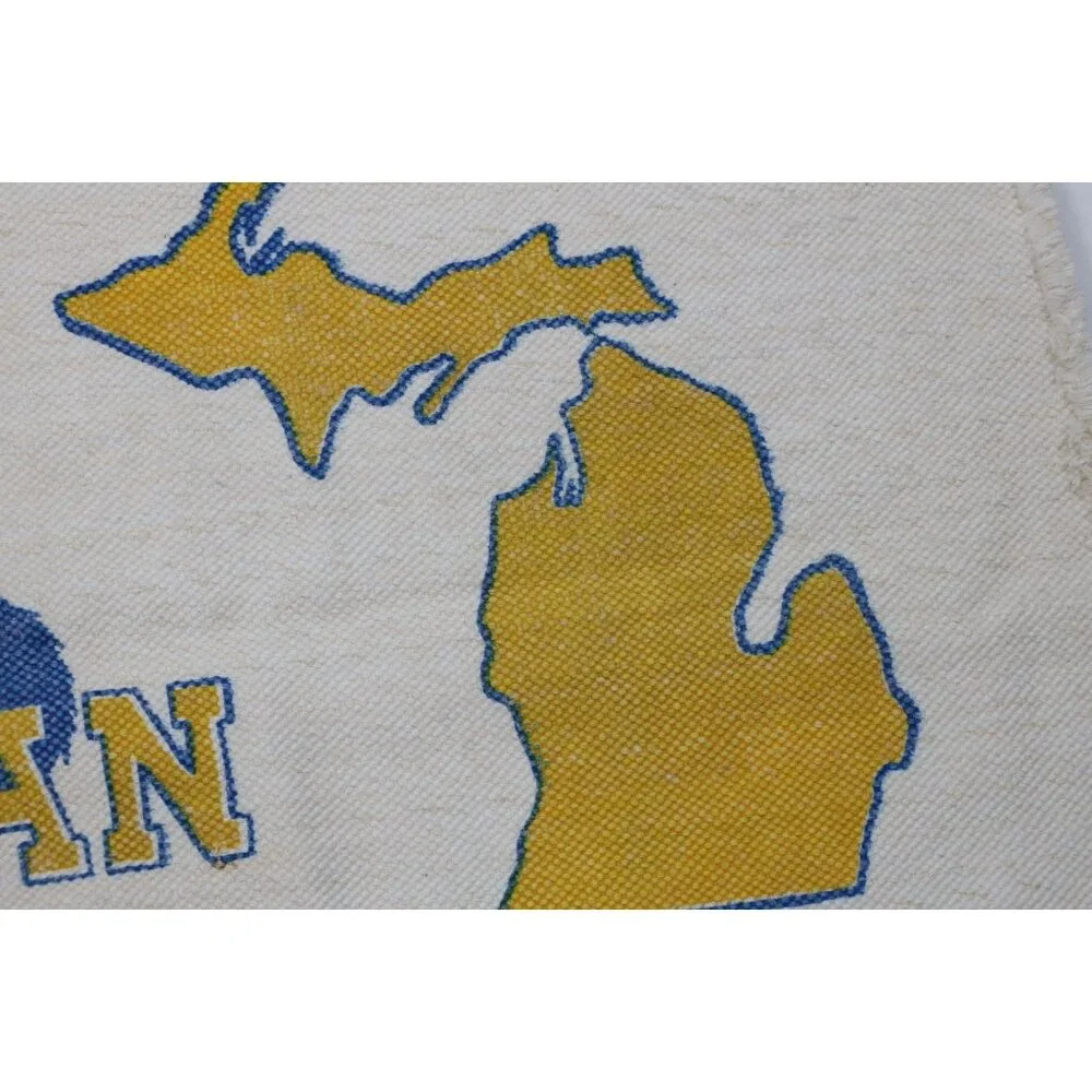 Vtg 70s 80s University of Michigan Wolverine Country Welcome Mat Man Cave 25x44